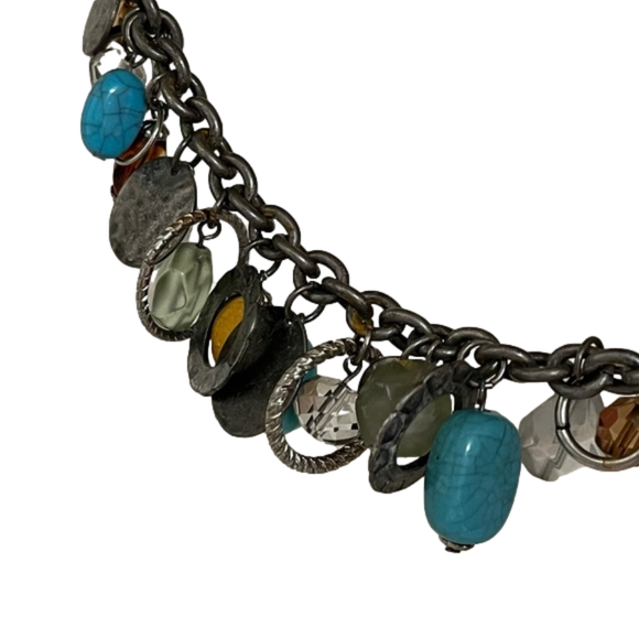 Premier Designs Jewelry - Premier Designs Chunky Turquoise Beaded Dangle Silver Bracelet